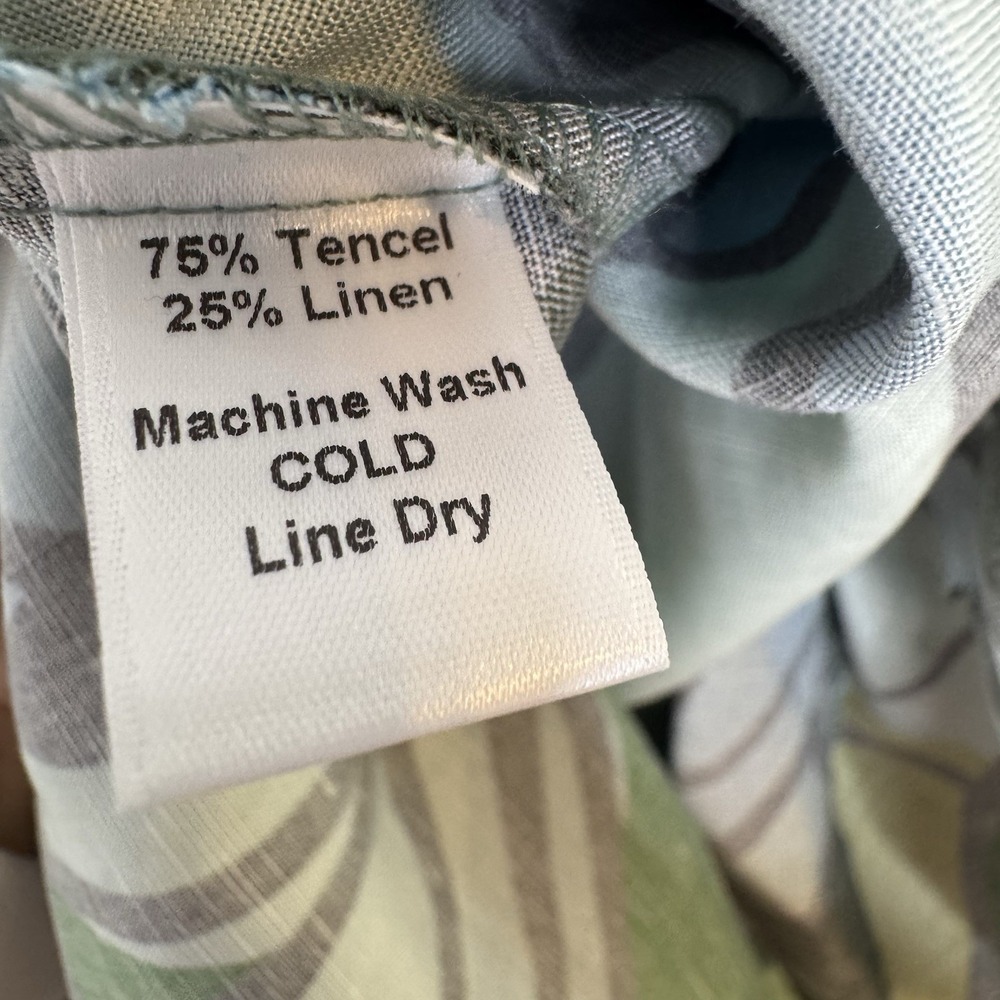 Lesley Evers Womens Gigi Green Pears Linen Dress Size 2X Linen Blend Artsy Boho - Picture 5 of 12